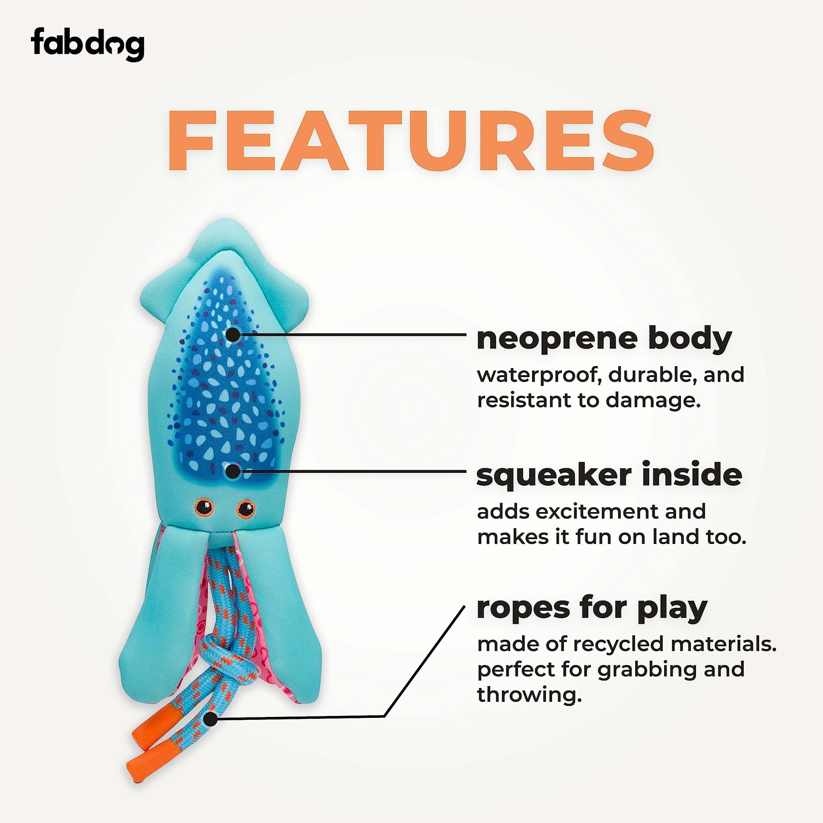 Fab Dog Inc Squid - Floatie Toy - FabDog