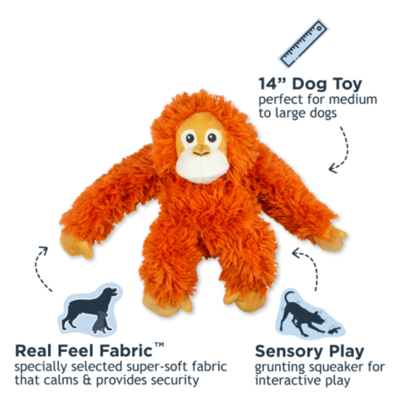 Tall Tails 14” - Orangutan - Plush/Rope Dog Toy - Tall Tails