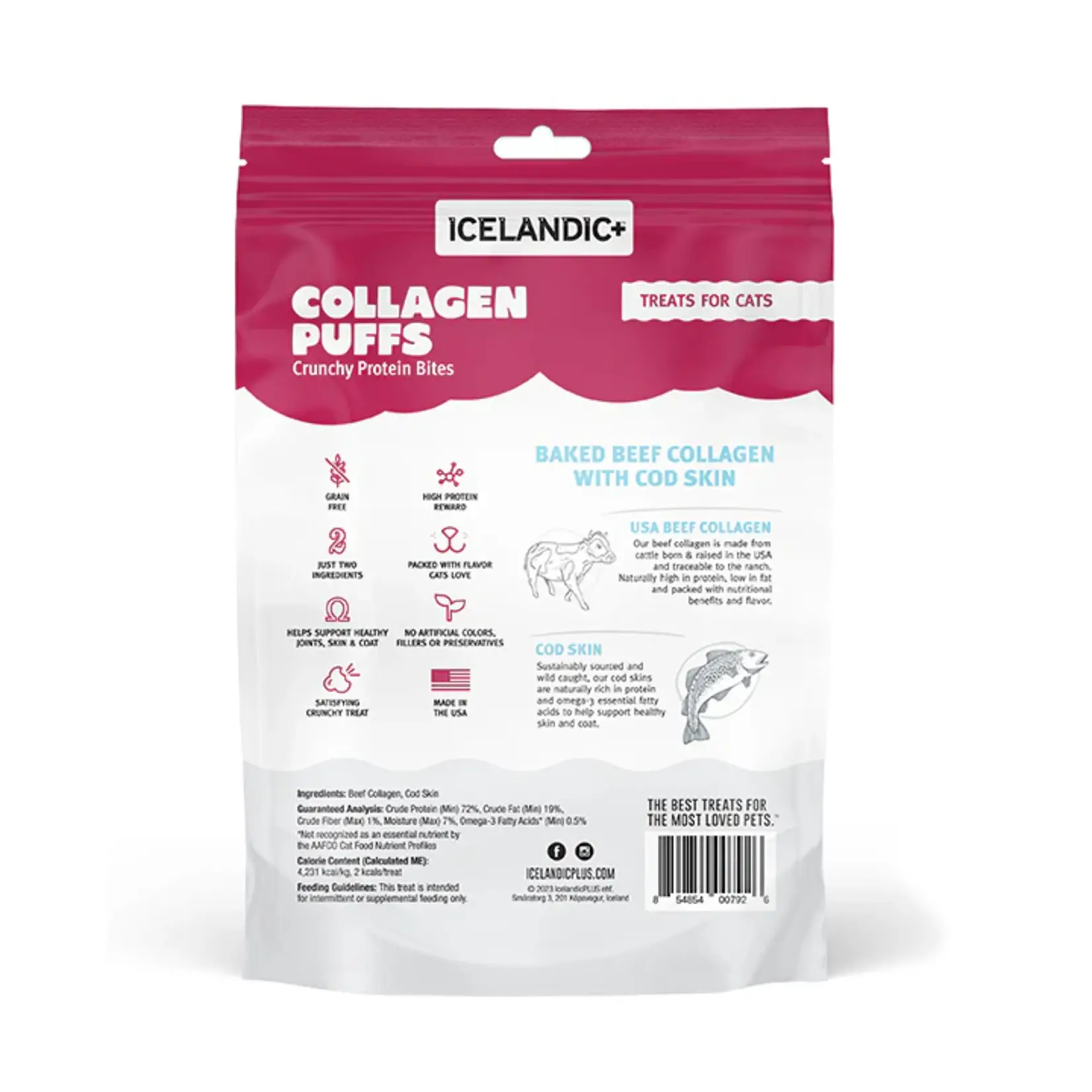 Icelandic Pure .5 oz. - With Cod Skin - Baked Beef Collagen Puffs - Icelandic+
