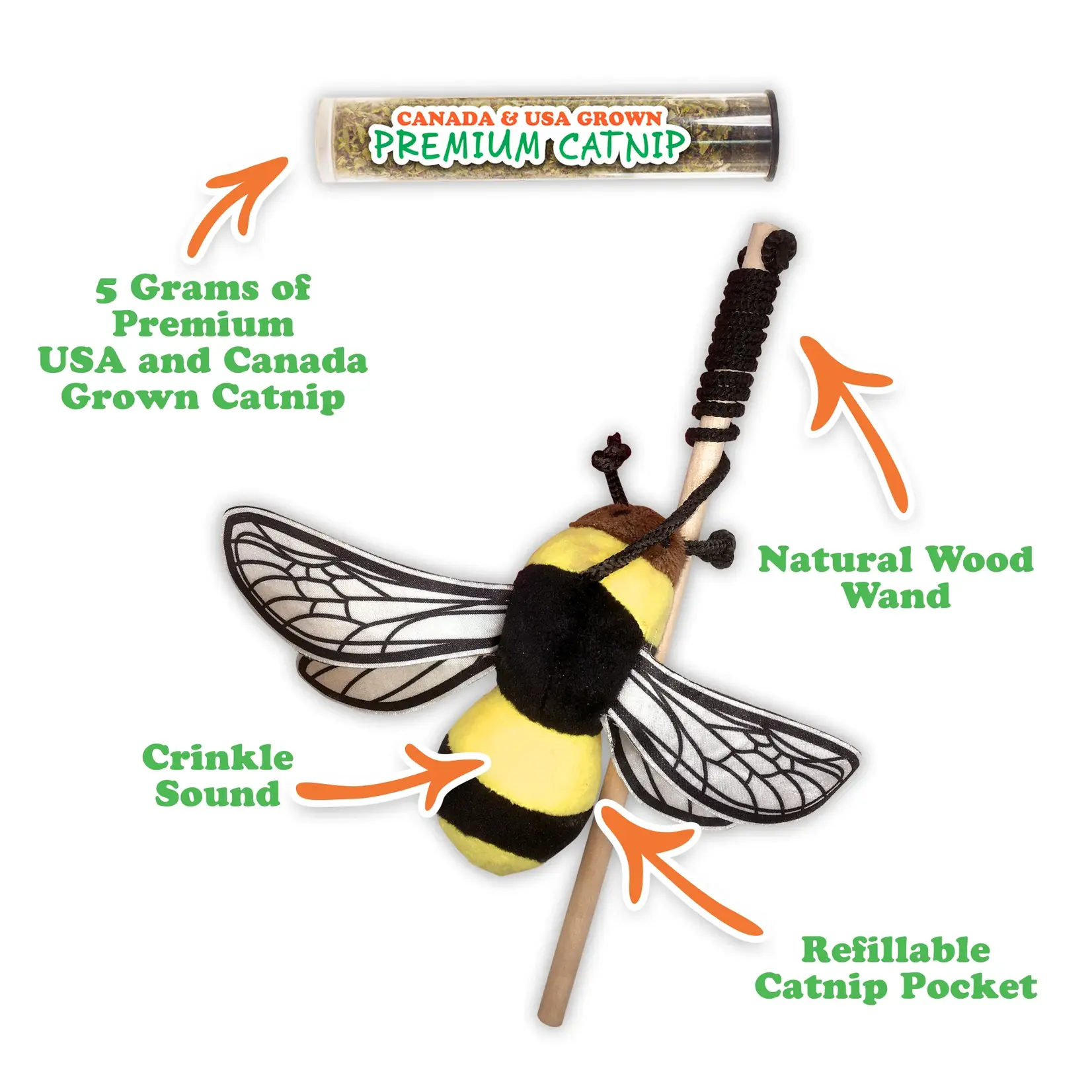 Bee (Get Buzzed) - Refillable Catnip Wand Toy - Meowijuana