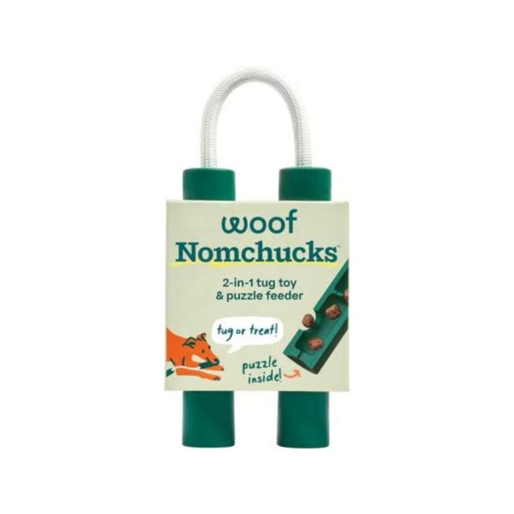 Nomchuck - Treat Dispensing Tug Toy - Woof :  Green
