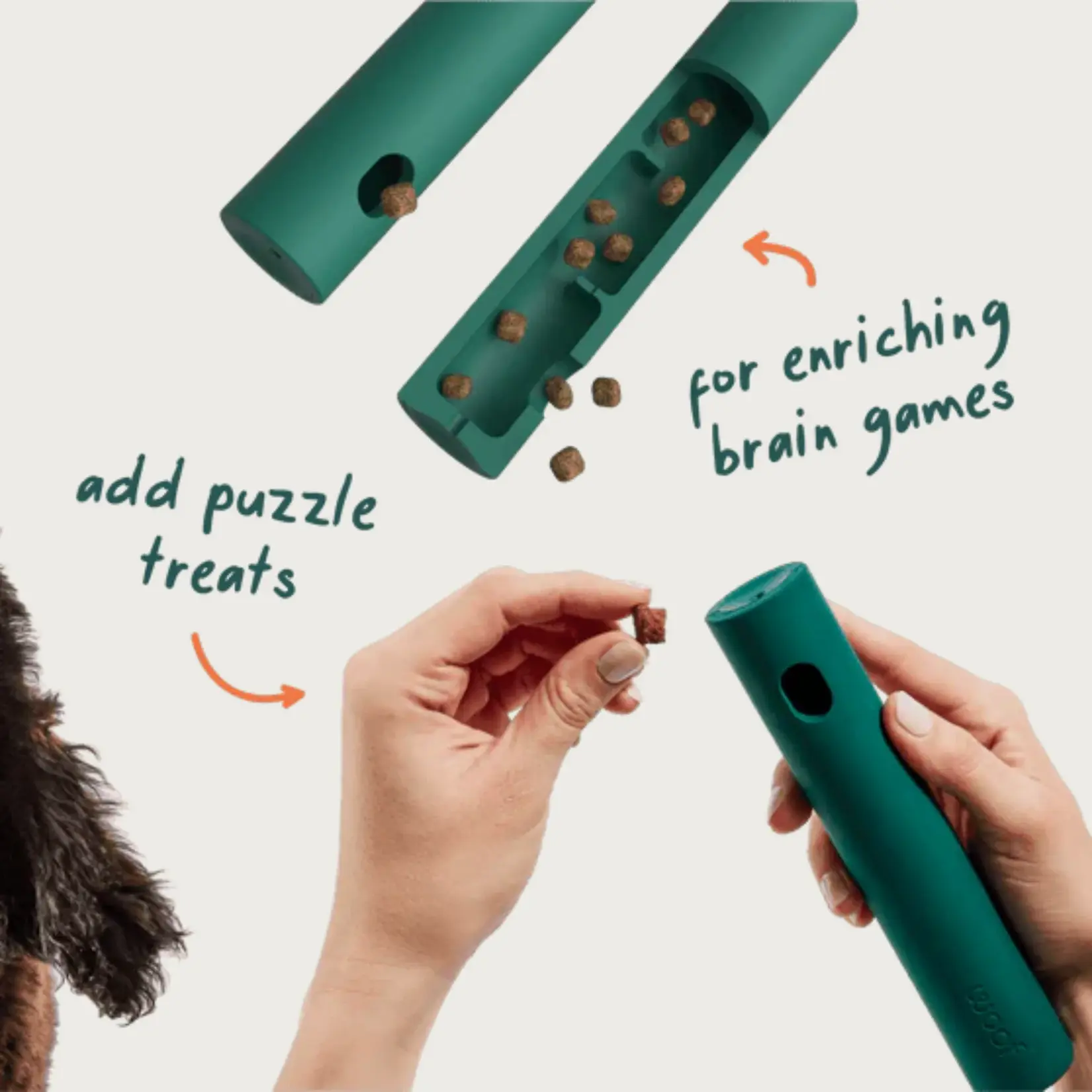 Nomchuck - Treat Dispensing Tug Toy - Woof :  Green