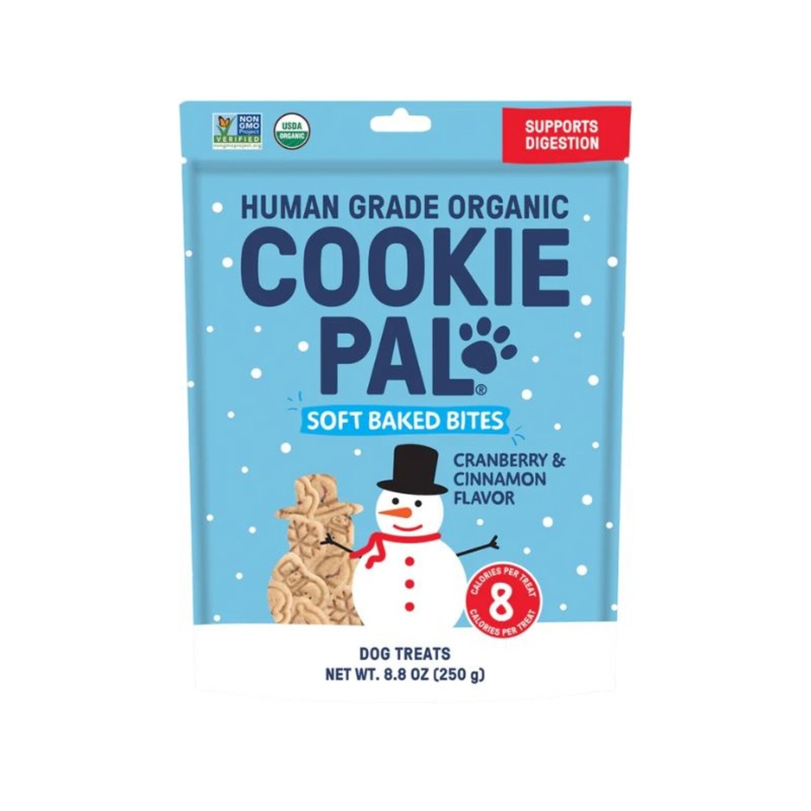 Cookie Pal 8 oz. - Cranberry Cinnamon Snowmen - Seasonal Soft Baked Bites - Cookie Pal