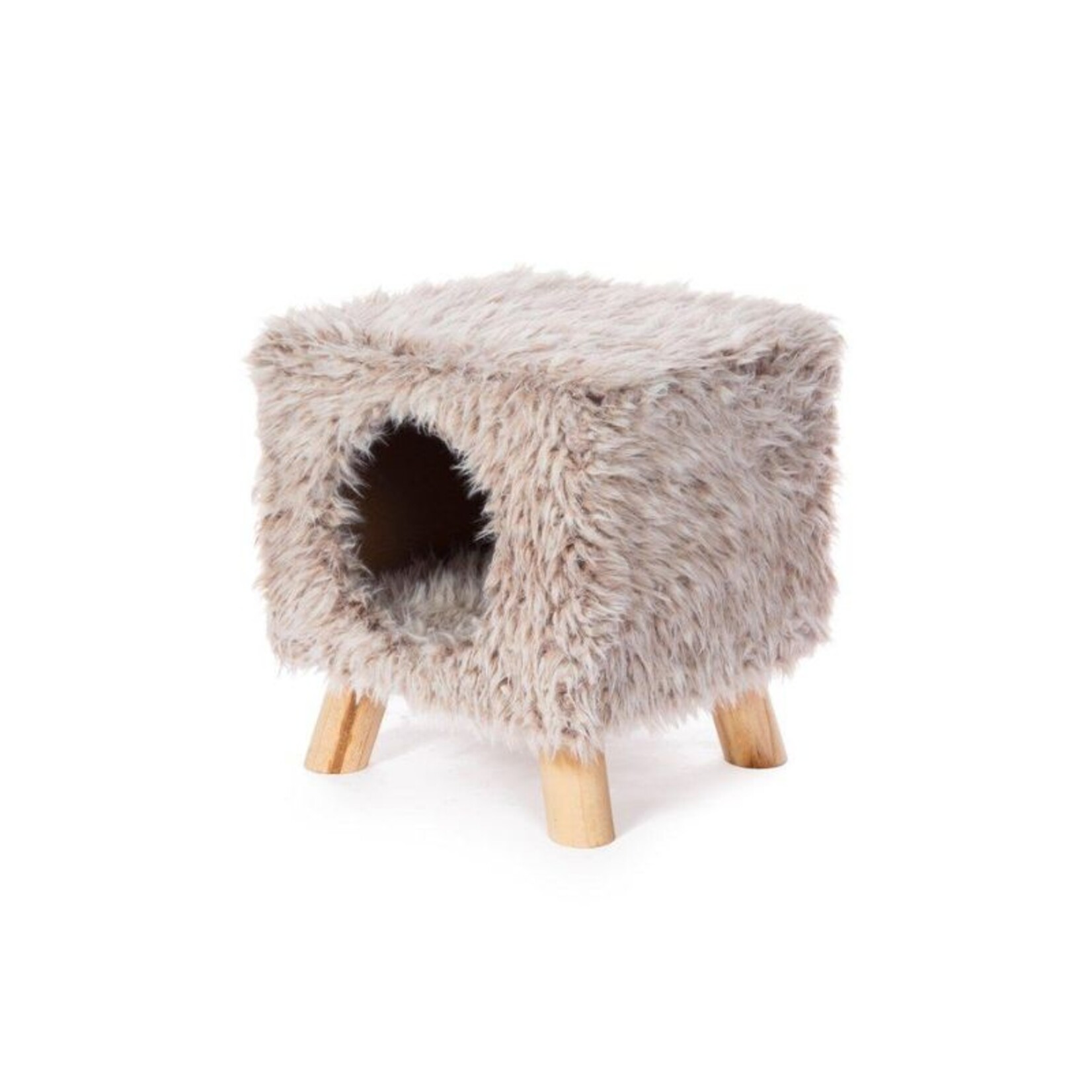 Prevue Pet Products 12" - Cozy Cube Cat Hideaway (Tan Shag) - Prevue Pet Products
