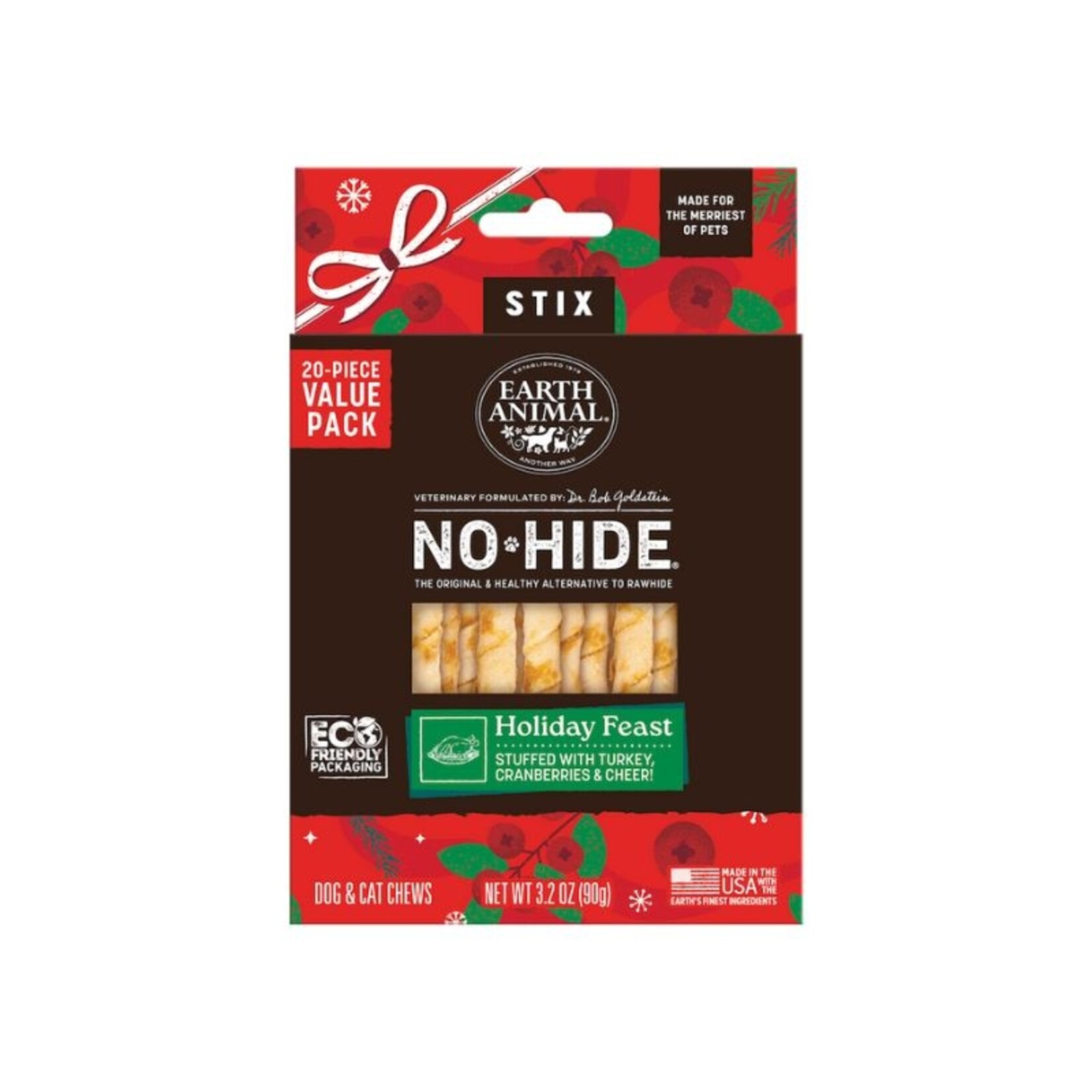 Earth Animal Holiday Feast - No-Hide Chew Roll / Stix / Strip - Earth Animal