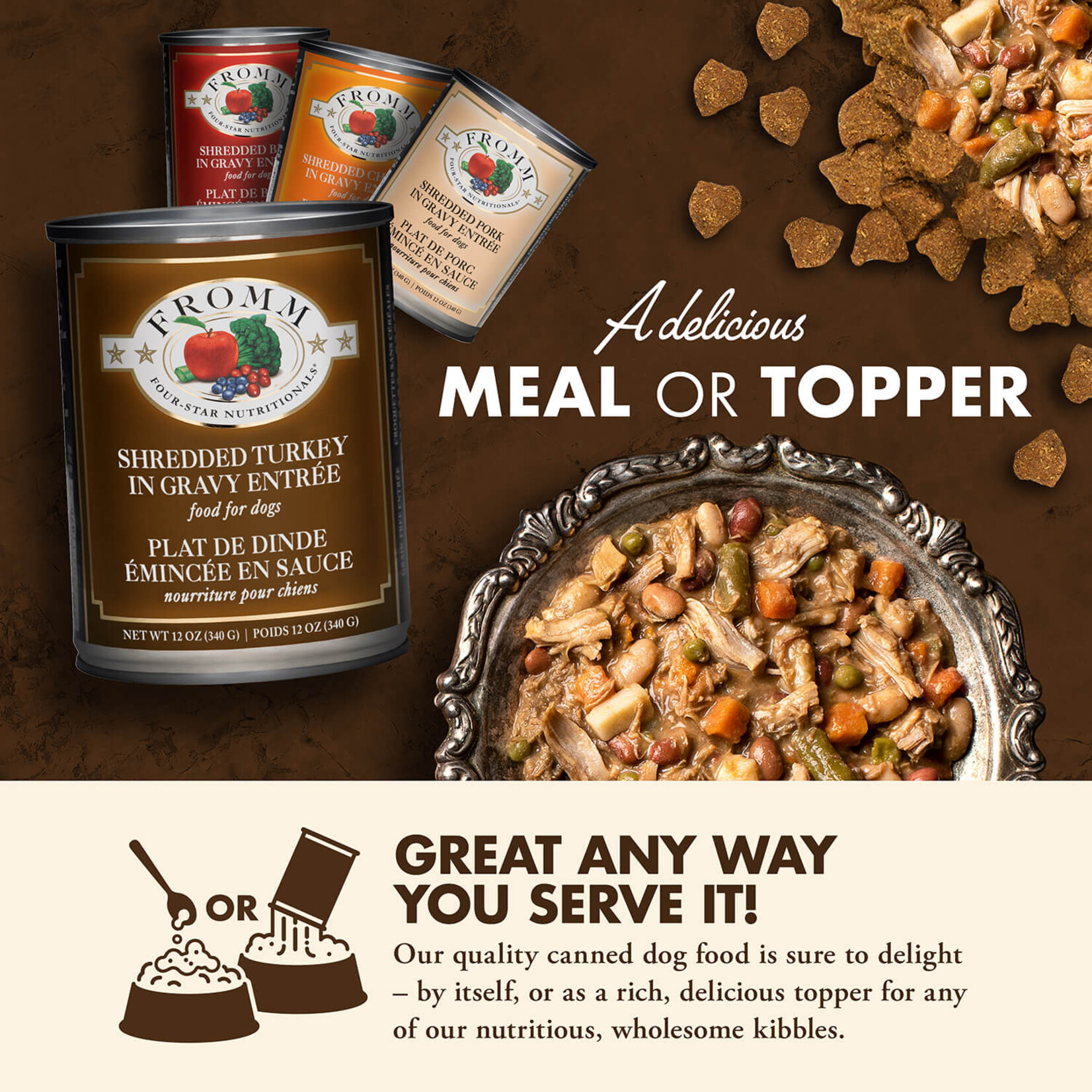 12 oz. - Shredded Turkey in Gravy - Fromm - dog