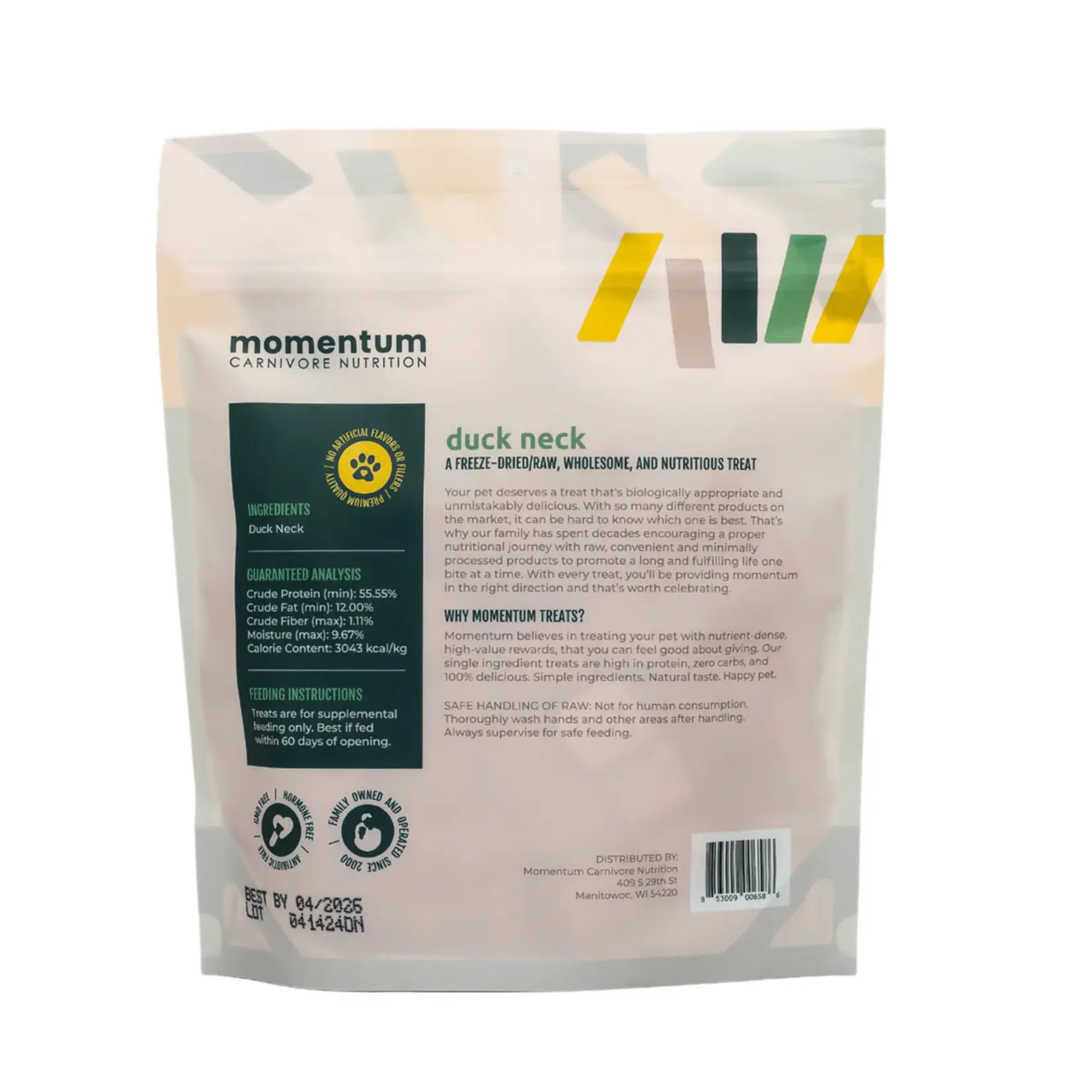 Momentum Carnivore Nutrition 3 oz. - Duck Necks - Freeze Dried Treats - Momentum