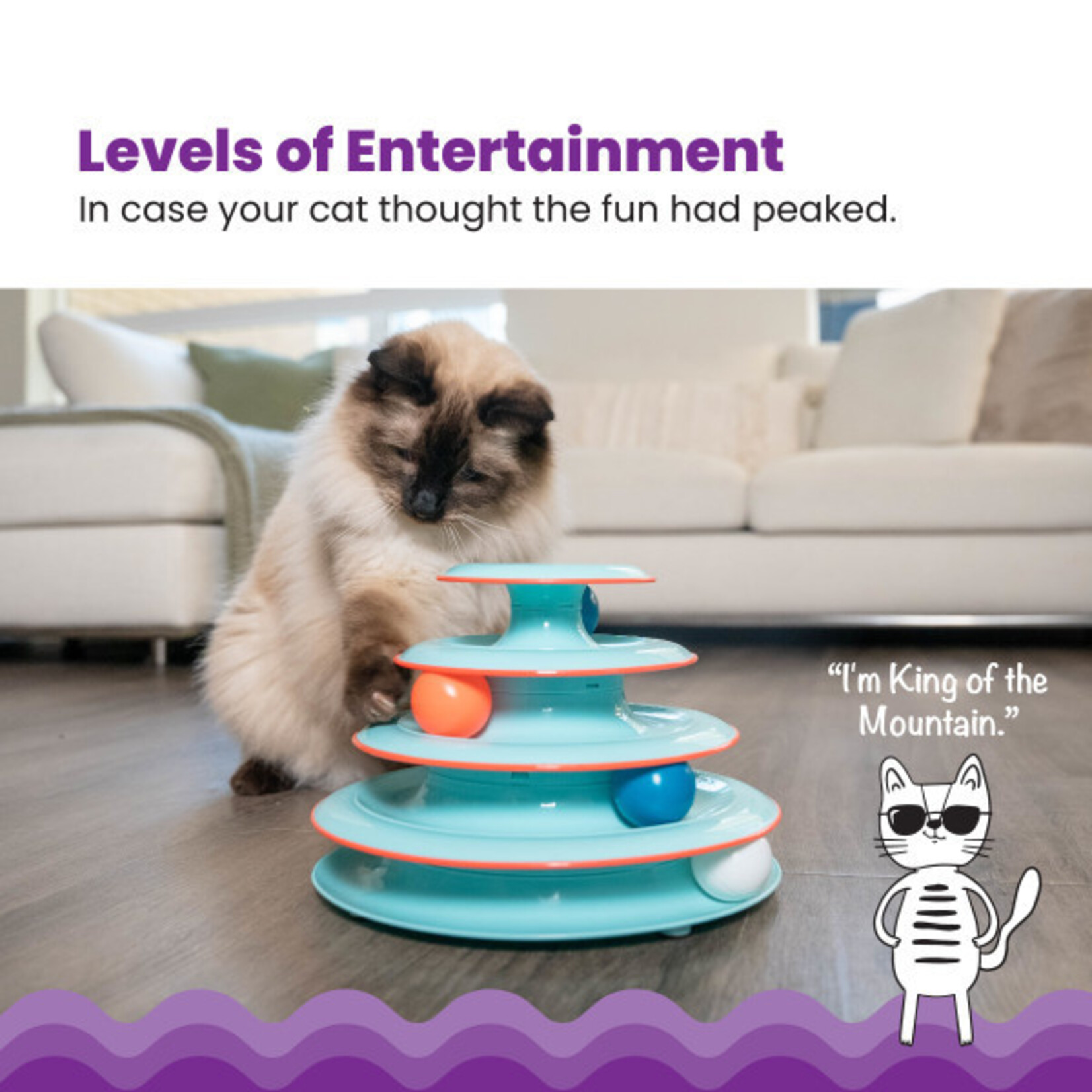 Catstages / Outward Hound Blue - Chase Meowtain - 4-Level Cat Toy - Catstages