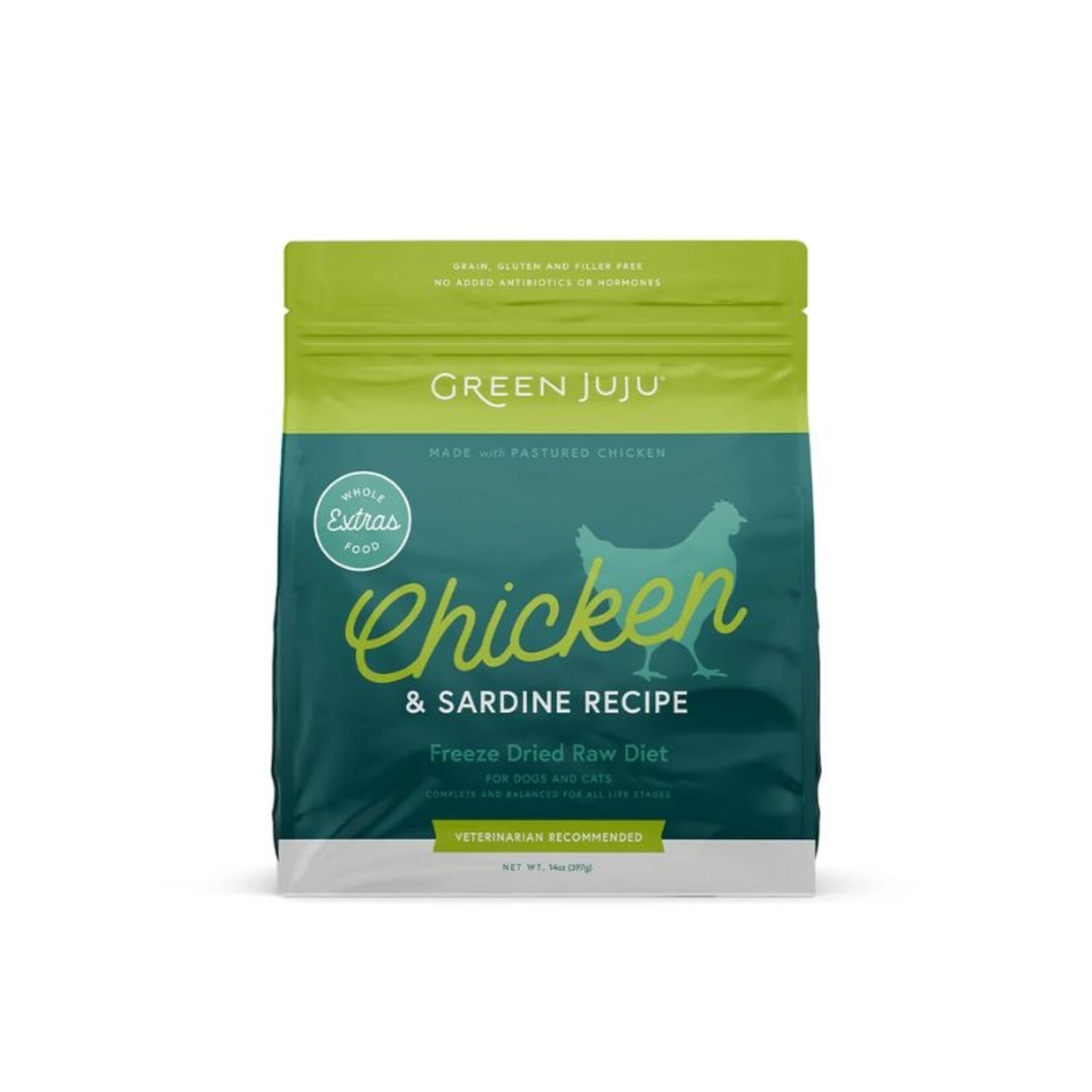 Green JuJu 14 oz. - Chicken & Sardine Extras Recipe - Freeze-Dried Raw - Green JuJu