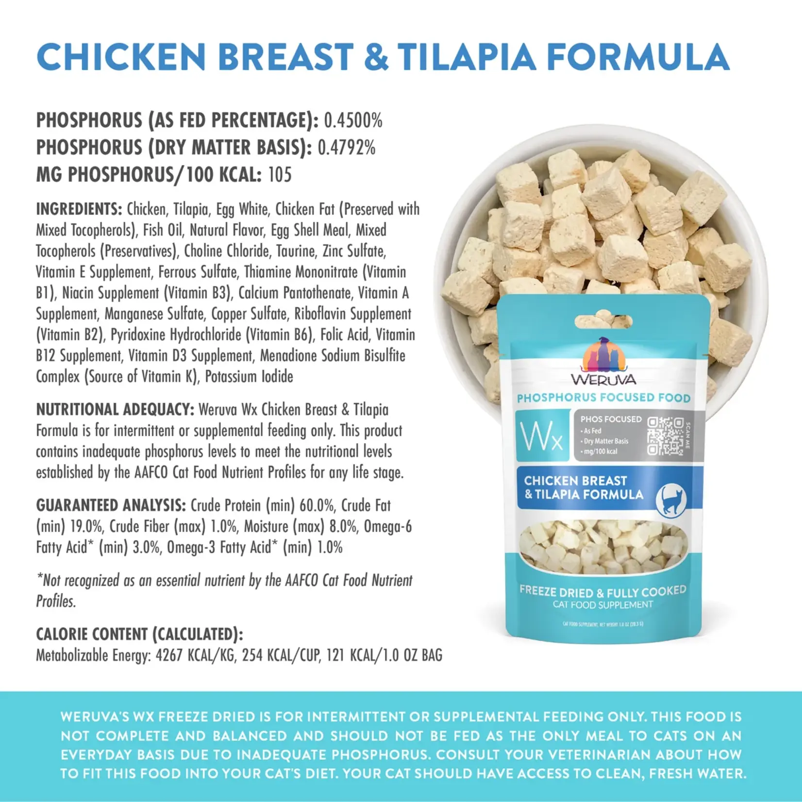 Weruva 1 oz - Chicken & Tilapia Freeze-Dried Formula - Wx Phos Focused - Weruva