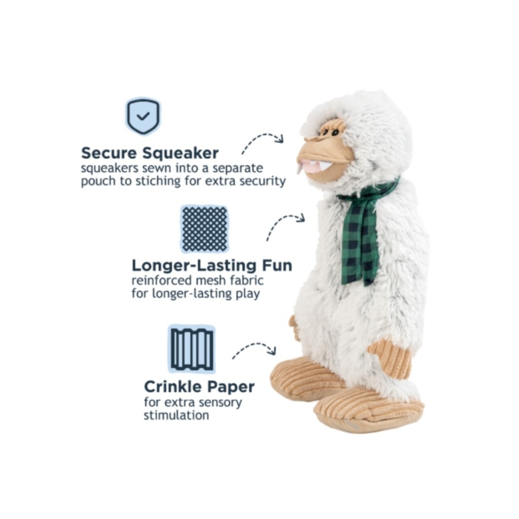 Tall Tails 20” - Yeti w/ Scarf - Stuffless Rope Dog Toy - Tall Tails