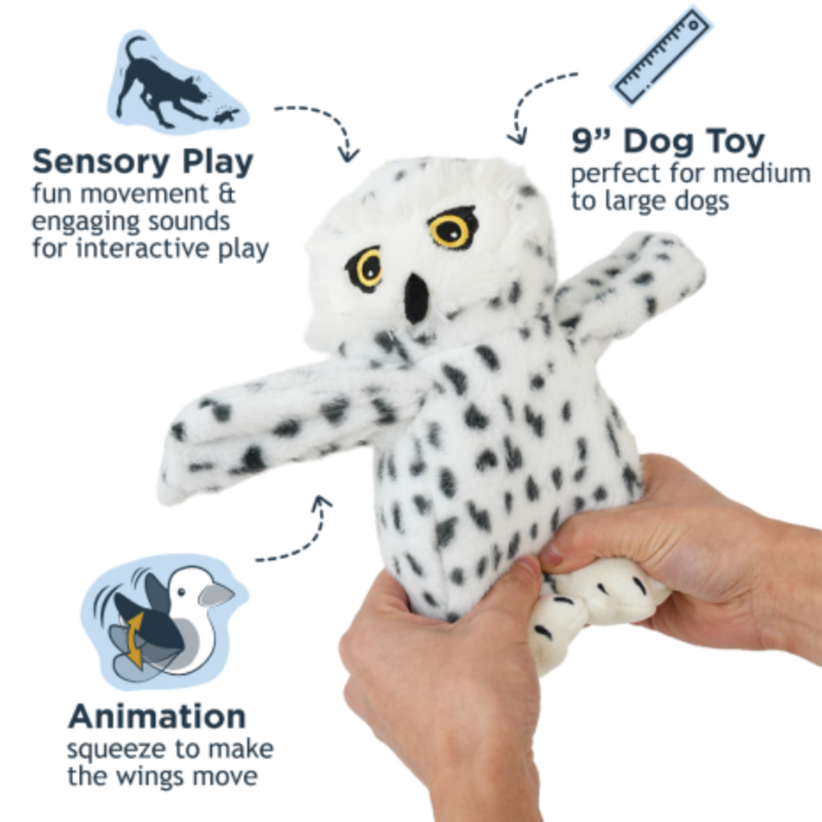 Tall Tails Spotted Snow Owl - Animated Dog Toy - Tall Tails