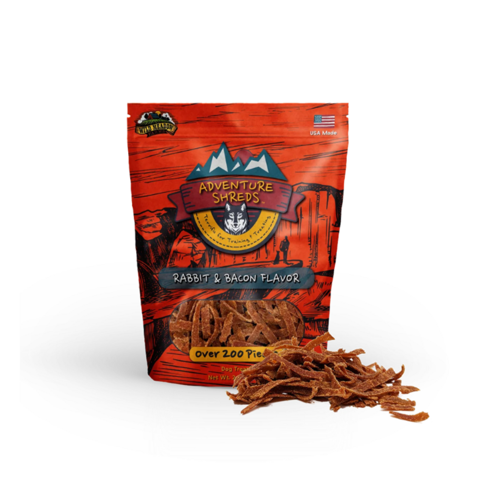 Wild Meadow Farms 2.5 oz. - Rabbit & Bacon - Adventure Shreds - Wild Meadow Farms