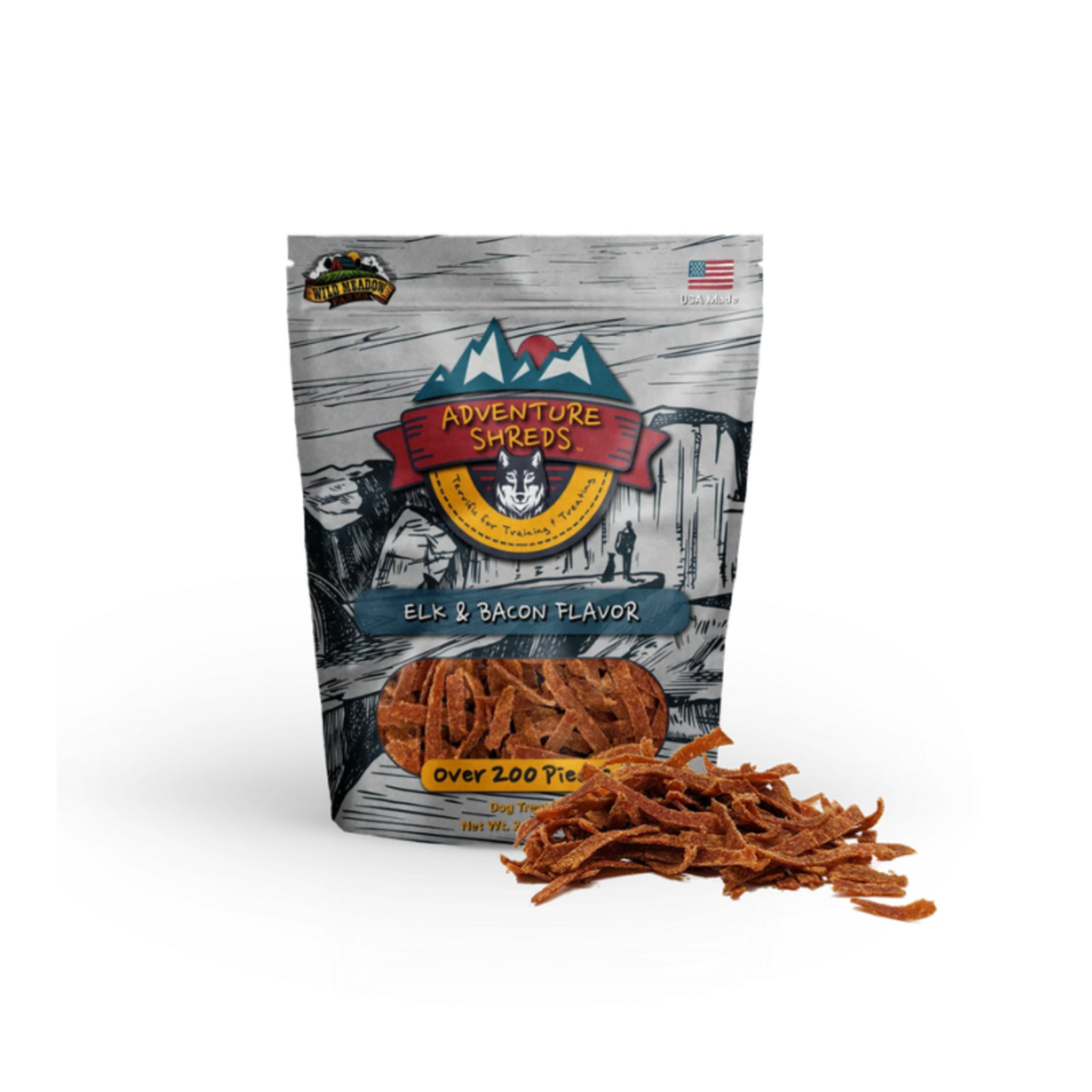 Wild Meadow Farms 2.5 oz. - Elk & Bacon - Adventure Shreds - Wild Meadow Farms