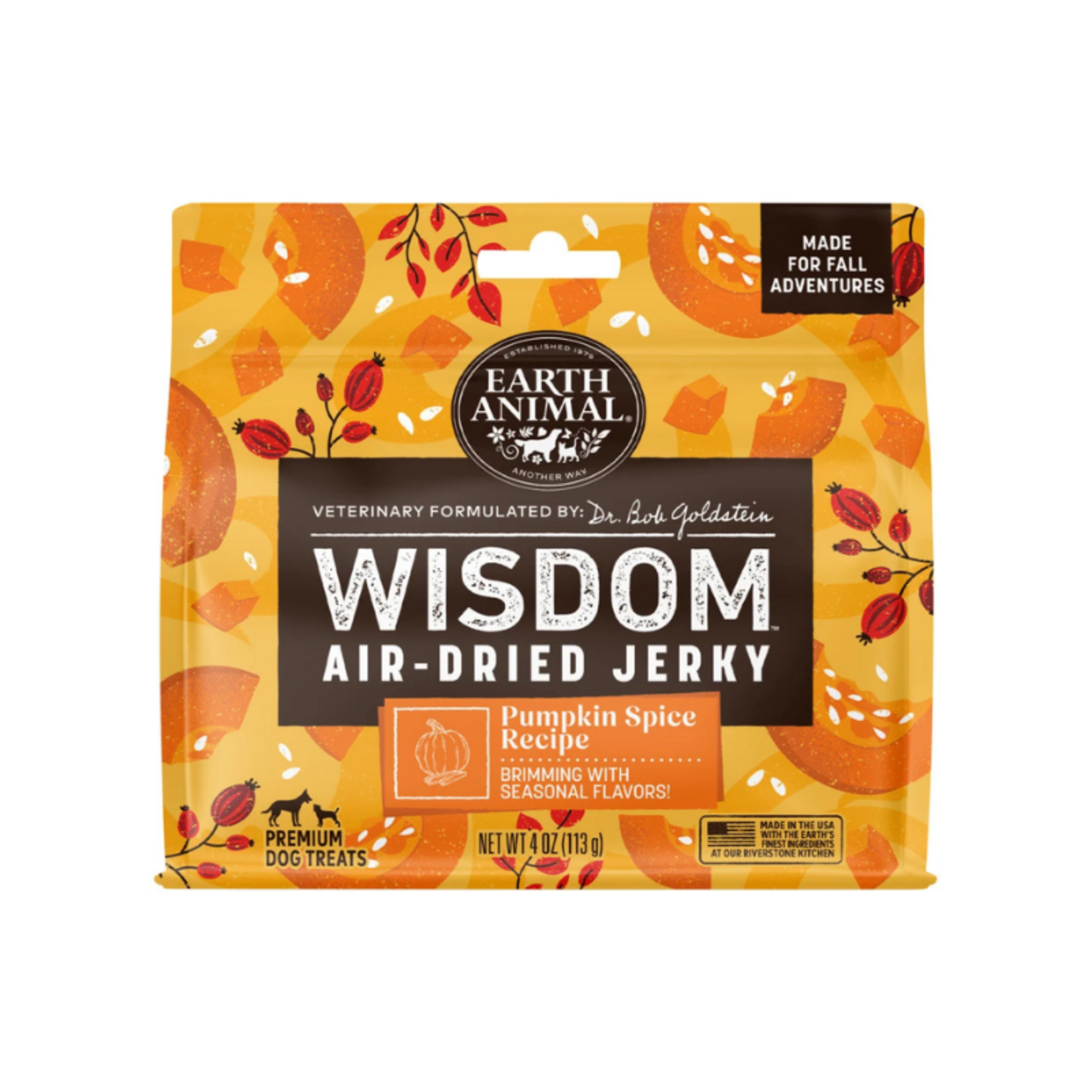 Earth Animal 4 oz. - Pumpkin Spice - Air Dried Jerky - Wisdom by Earth Animal