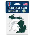 Wincraft Michigan State Spartans Perfect Cut Decal 4''x4'' Spartan Logo on State Shape