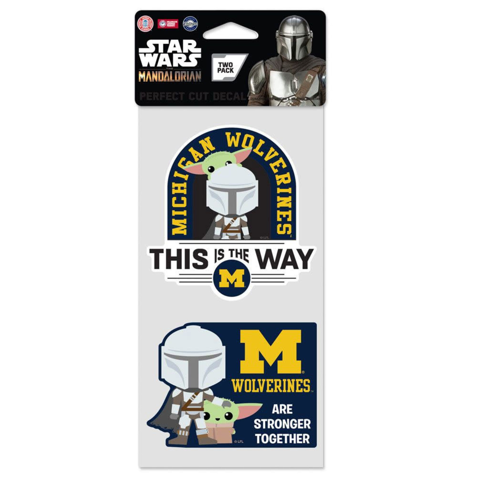 Wincraft NCAA Michigan Wolverines Decal Perfect Cut 4''x4'' Star Wars Mandalorian 2-Pack