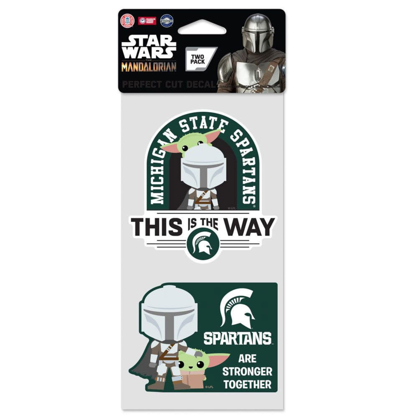 Wincraft NCAA Michigan State Spartans Perfect Cut Decal 4''x4'' Star Wars Mandalorian 2-Pack
