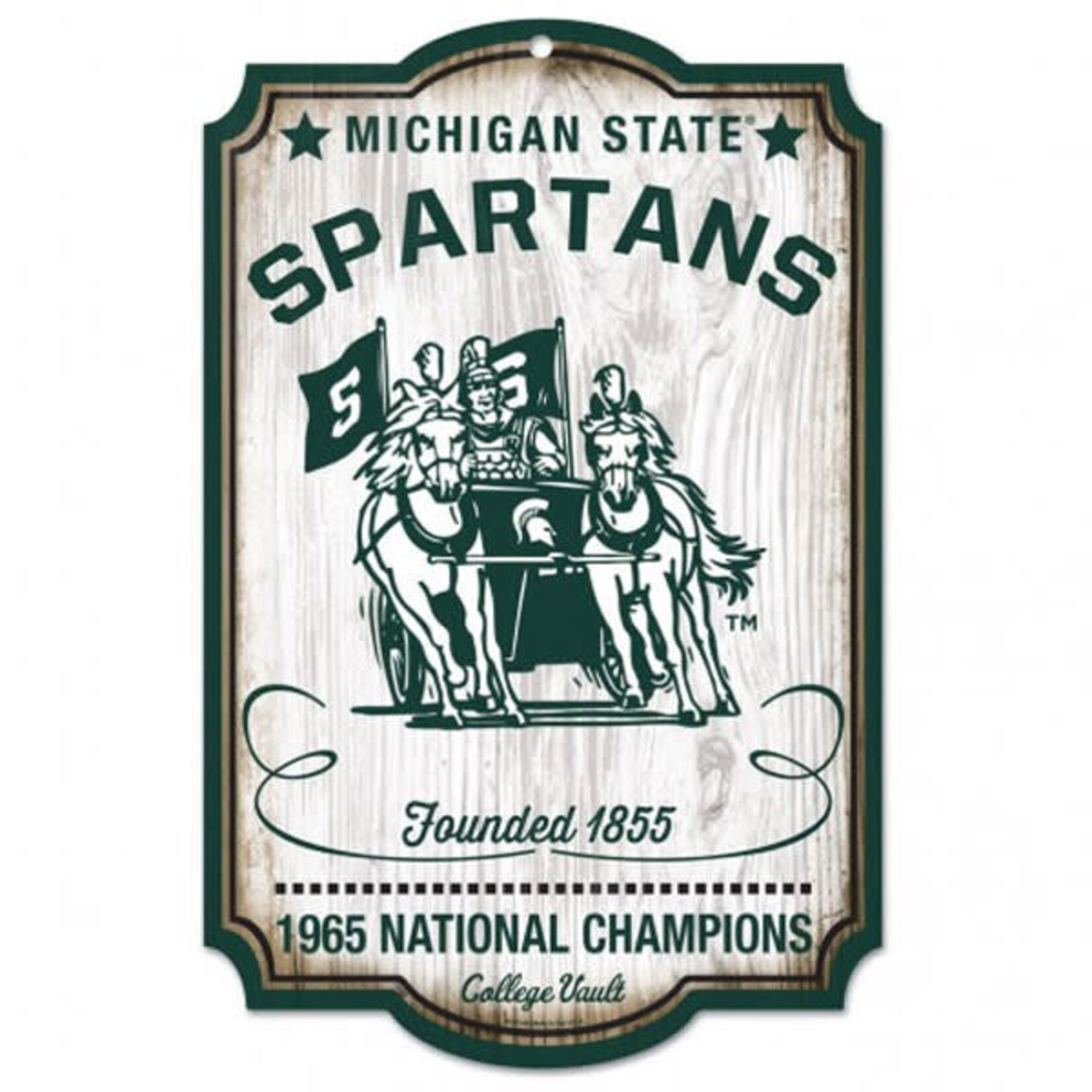 Wincraft NCAA Michigan State Spartans Sign 11''x17'' Wood College Vault 1965 Champs