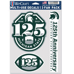 Wincraft Michigan State Spartans Decal 125th Football Anniversary 3 Pack