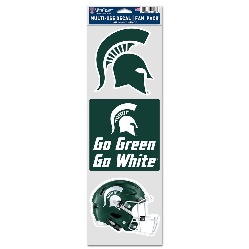 NCAA Michigan State Spartans Decal Multi-Use 3.75''x12'' Sheet Football  3-Pack - The Split Mitt, image size:1000x1000