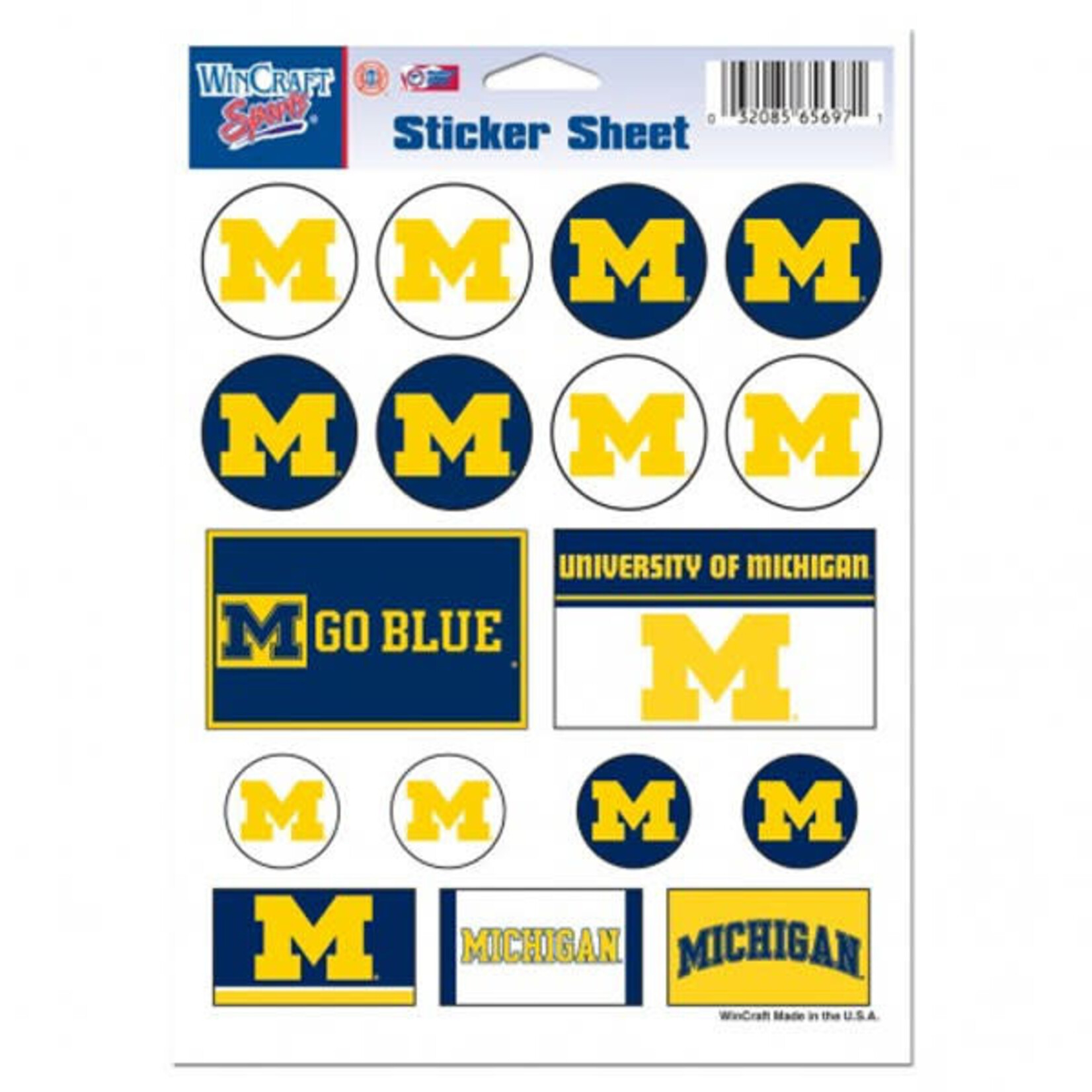 Wincraft NCAA Michigan Wolverines Decal Sticker Sheet 5''x7'' Vinyl