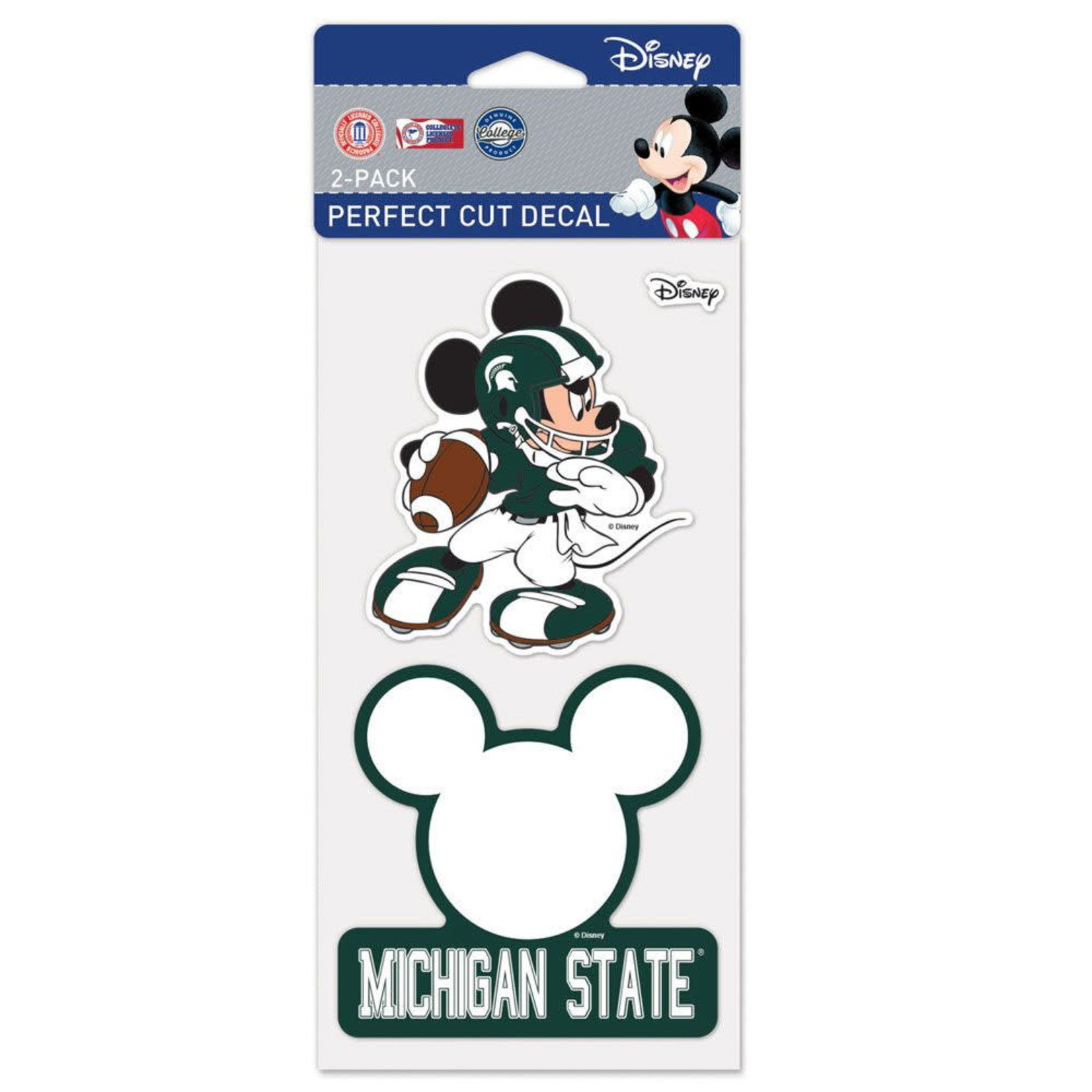 Wincraft NCAA Michigan State Spartans Perfect Cut Decal4''x4'' Disney Football Mickey 2Pk