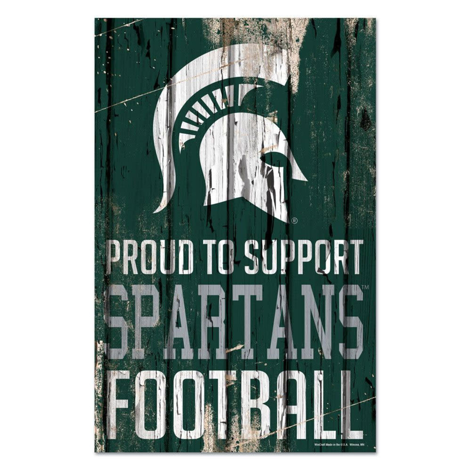 Wincraft NCAA Michigan State Spartans Sign 11''x17'' Wood Proud To Support Spartans