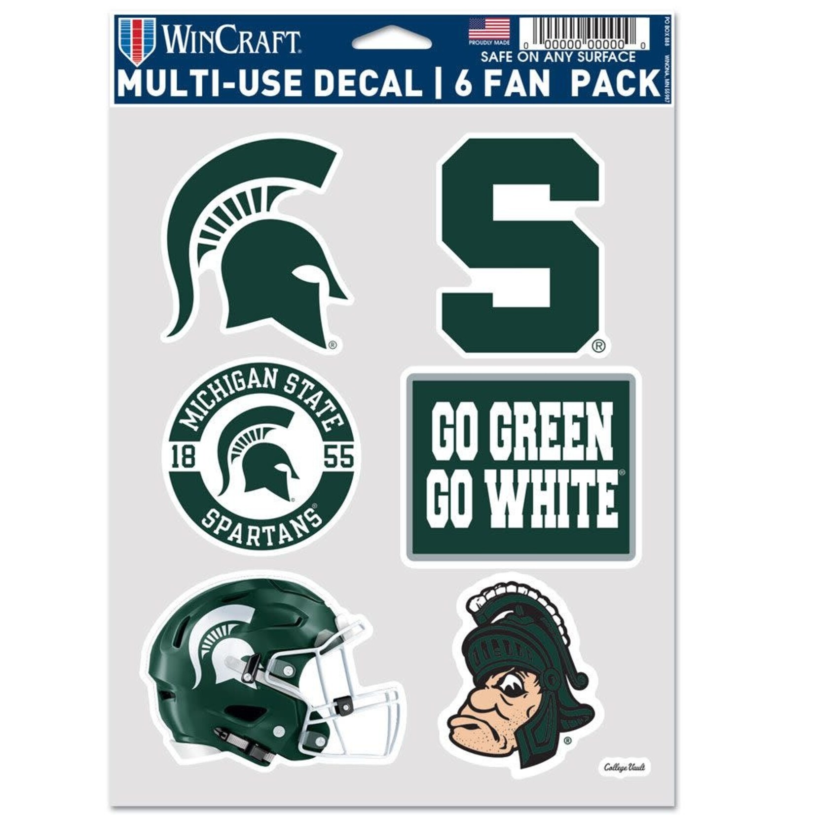 Wincraft NCAA Michigan State Spartans Decal Multi-Use Spartans Logos 6-Pack