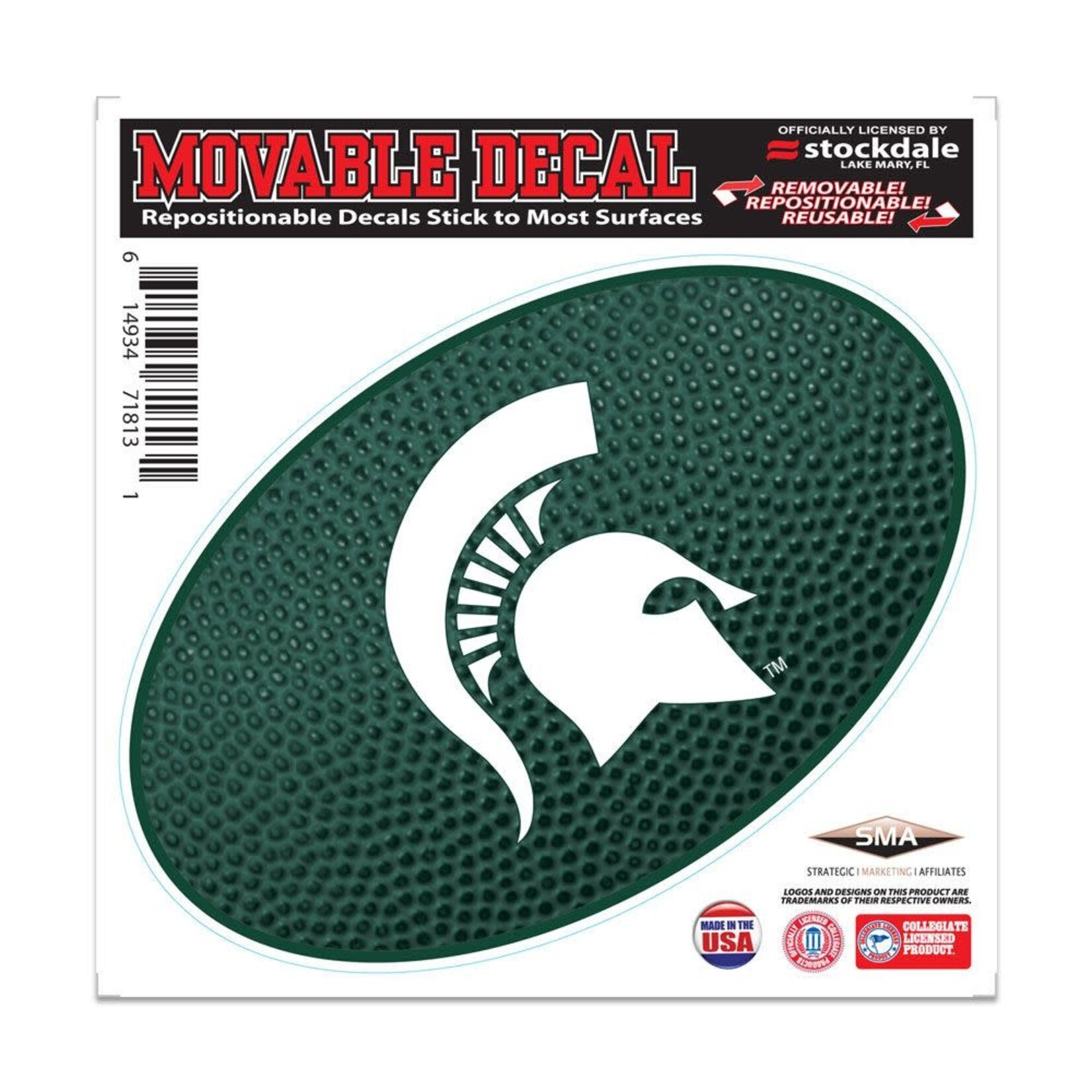 NCAA Michigan State University  Decal Movable 6''x6'' Spartan Team Ball