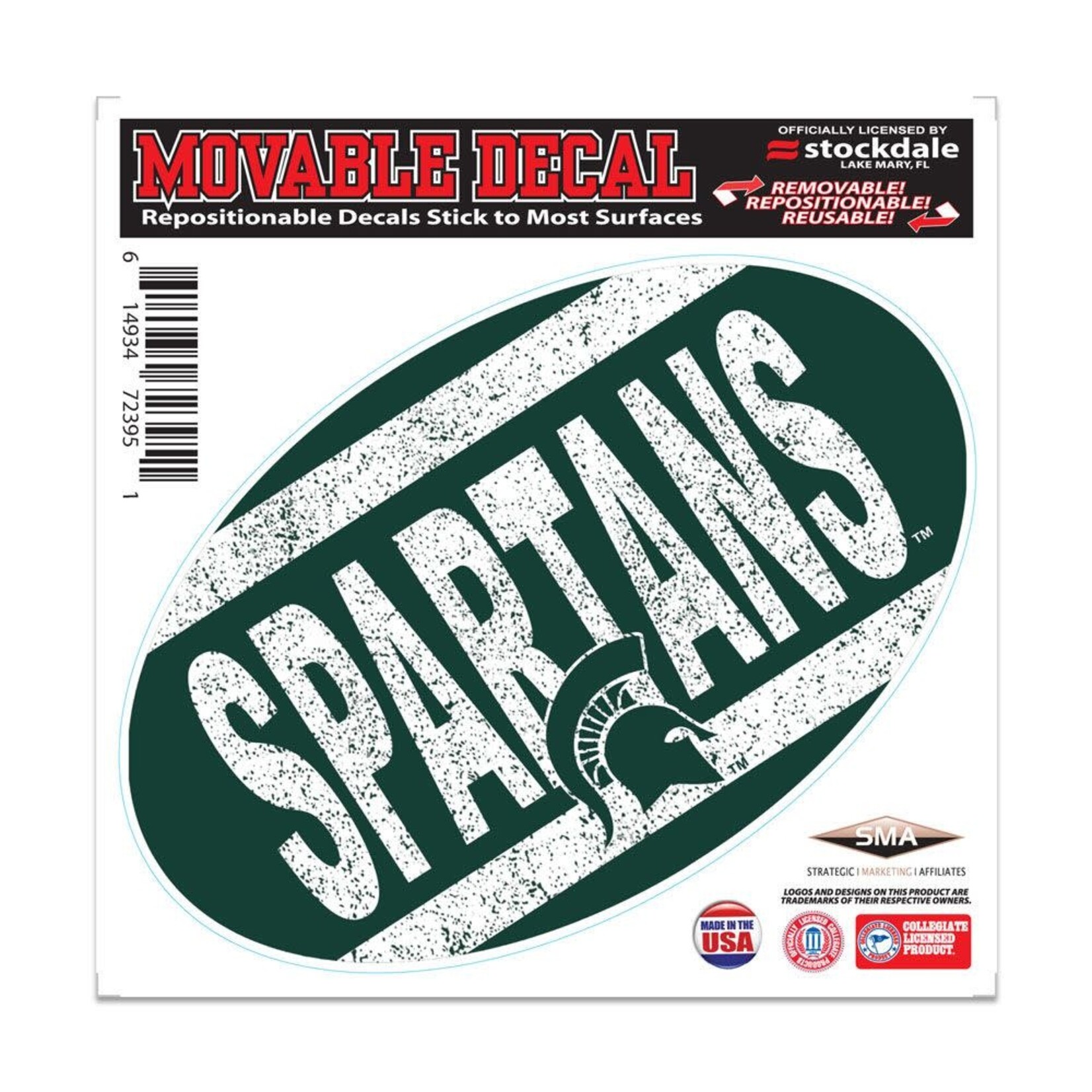 NCAA Michigan State University  Decal Movable 6''x6'' Spartans Vintage