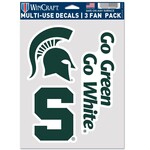 Wincraft Michigan State Spartans Decal Multi-Use Sheet of 3 Fan Pack