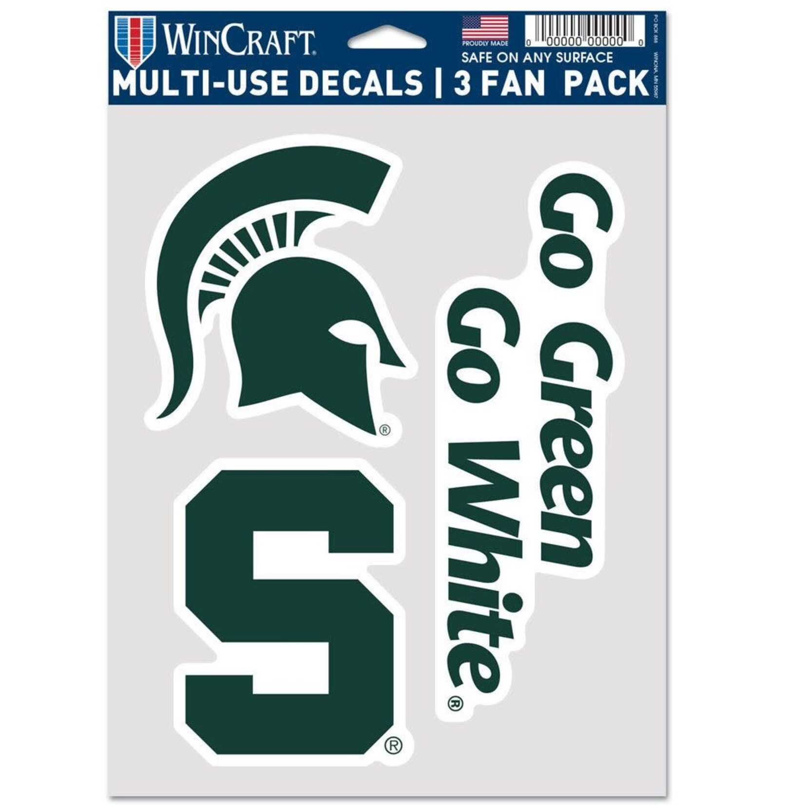 Wincraft NCAA Michigan State Spartans Decal Multi-Use Sheet of 3 Fan Pack