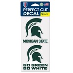 Wincraft Michigan State Spartans Decal Perfect Cut  4''x4'' Go Green Slogan 2-Pack