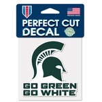 Wincraft Michigan State Spartans Decal Perfect Cut 4''x4'' Go Green Slogan