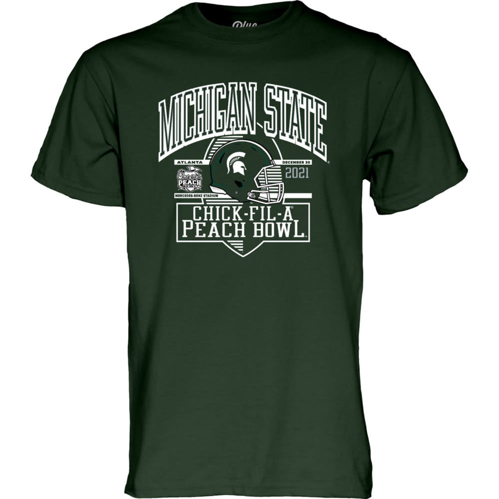 Blue 84 NCAA Michigan State University  Mens Shirt Tee Short Sleeve Peach Bowl 2021