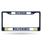 Rico Michigan Wolverines Auto License Plate Frame Navy Chrome