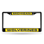Rico Michigan Wolverines Auto License Plate Frame Black Laser Chrome