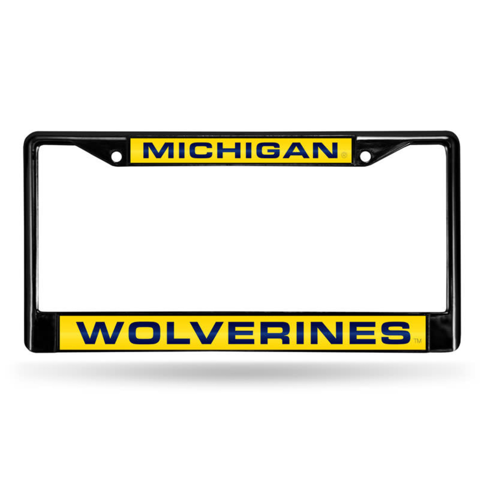 Rico NCAA Michigan Wolverines Auto License Plate Frame Black Laser Chrome