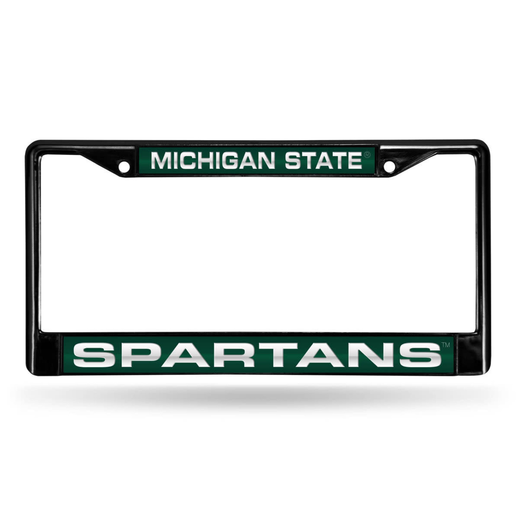 Rico NCAA Michigan State University  Auto License Plate Frame Black Laser Chrome
