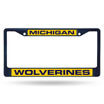 Rico Michigan Wolverines Auto License Plate Frame Chrome Blue