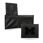 Rico Michigan Wolverines Wallet Bill-fold Laser Engraved Black