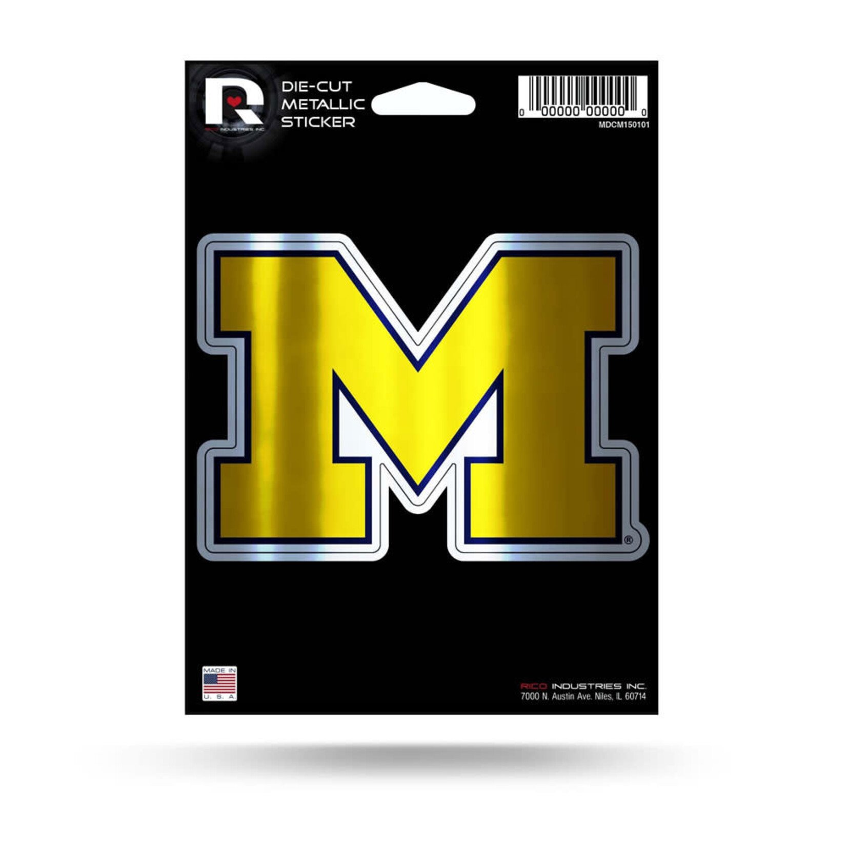 Rico NCAA Michigan Wolverines Decal Die Cut Metallic Sticker