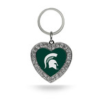 Rico Michigan State Spartans Keychain Rhinestone Heart
