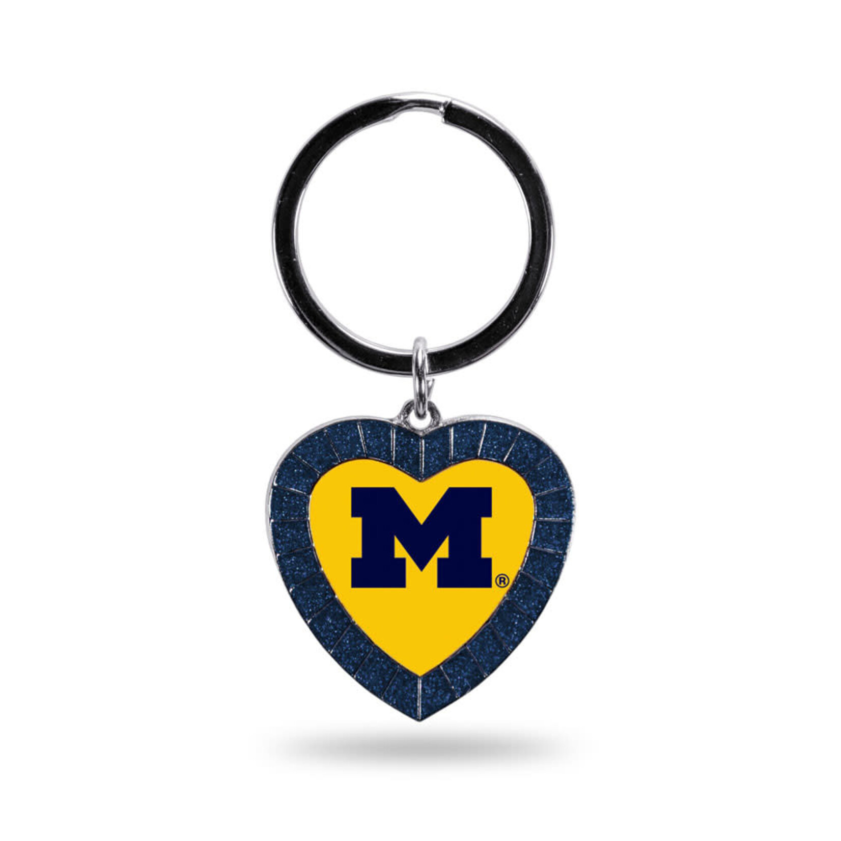 Rico NCAA Michigan Wolverines Rhinestone Heart Colored Keychain