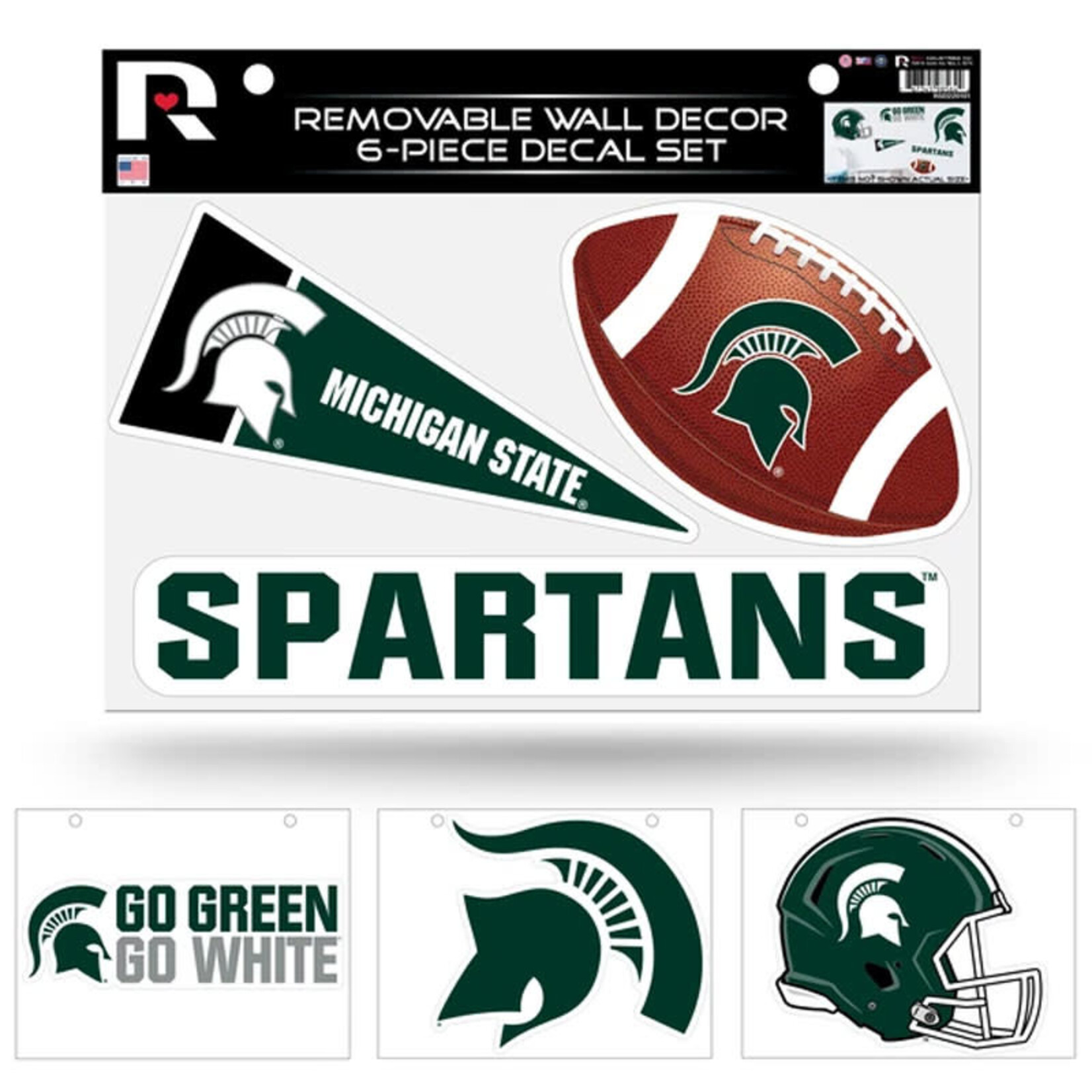 Rico NCAA Michigan State University  Decal 8.5''x11'' Sheet Removable Wall Decor