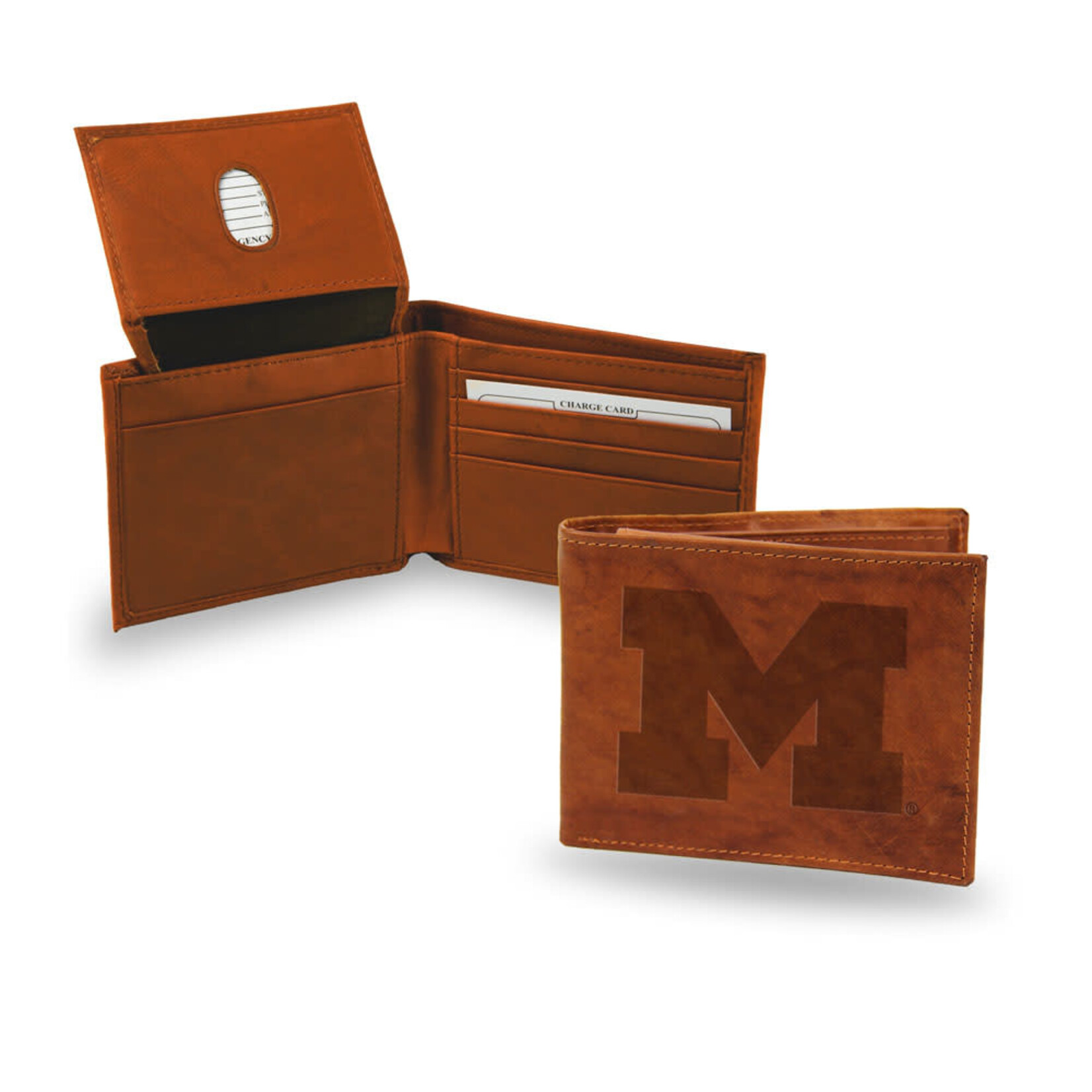 Rico NCAA Michigan Wolverines Wallet Bill-fold Embossed  Brown