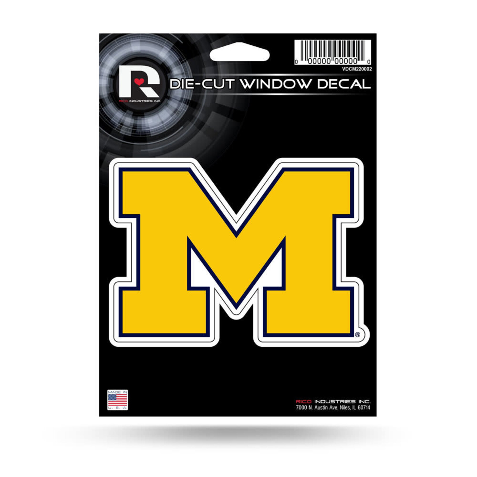 Rico NCAA Michigan Wolverines Decal Die Cut 5''x7'' Vinyl Michigan Logo