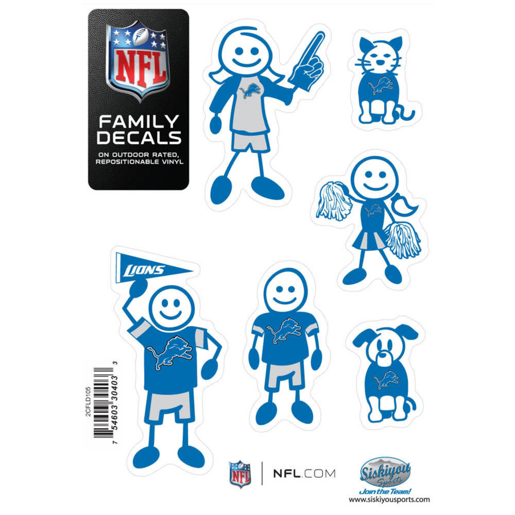 Siskiyou Sports NFL Detroit Lions Family Decal Set Small
