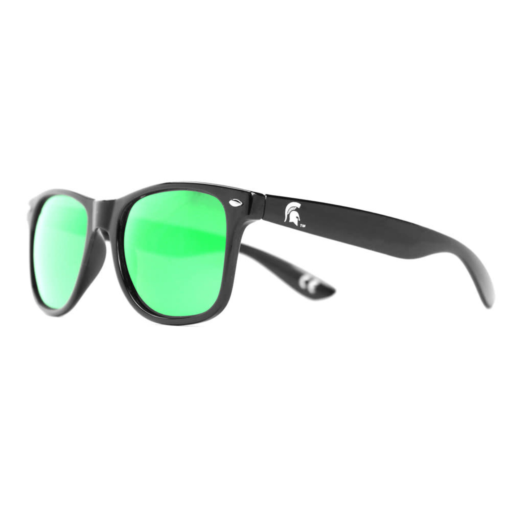 Society 43 NCAA Michigan State University  Sunglasses Black Frame Green Lens